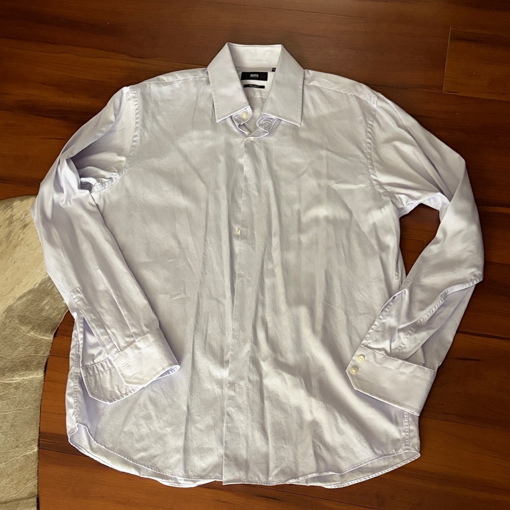 Boss Hugo Boss White Dress Shirt Long Sleeve Collared Sz 16.5 34/35